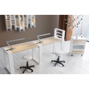 Маникюрный стол с подставкой для лаков и тумбой "Matrix" двухместный