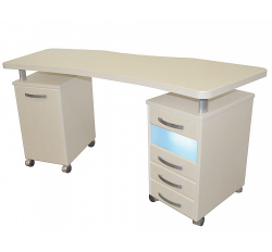 ​​​​​​​Стол маникюрный с 2 тумбами, фигурной столешницей и УФ-блоком "МЦ-053"