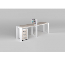 Маникюрный стол с подставкой для лаков и тумбой "Matrix" двухместный