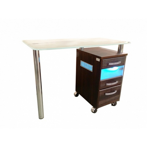 Стол маникюрный с 1 тумбой, со стеклянной столешницей и УФ-блоком "МЦ-051"